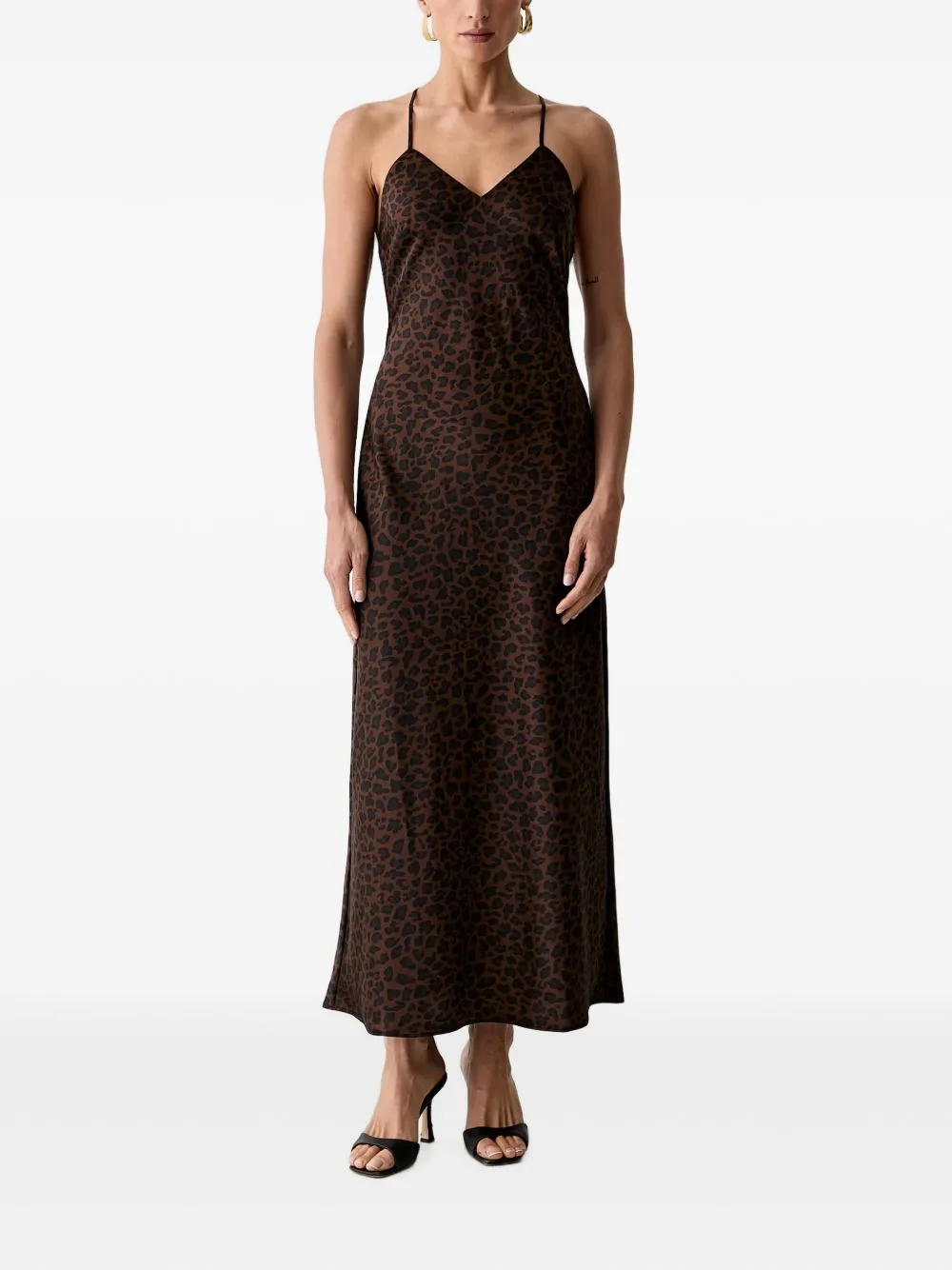Leopard-Print Backless Maxi Dress