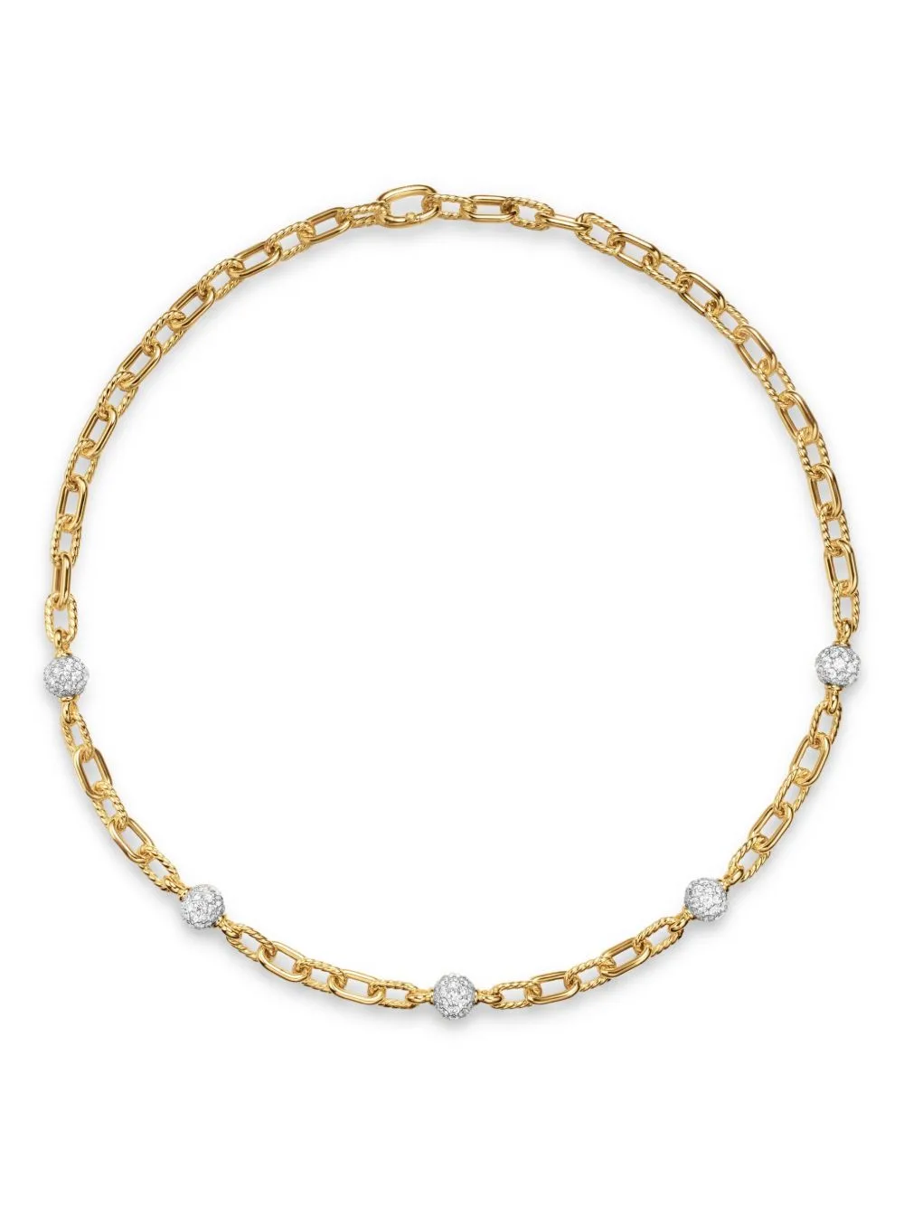 18kt Yellow Gold DY Madison Beaded Diamond Necklace (6mm)