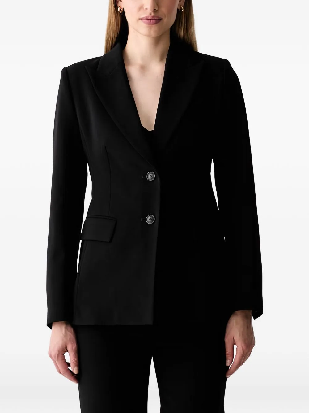 Peak-Lapel Single-Breasted Blazer