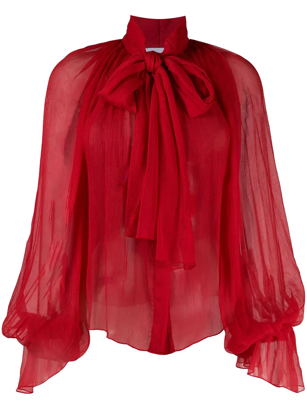 Balloon-Sleeve Chiffon Blouse