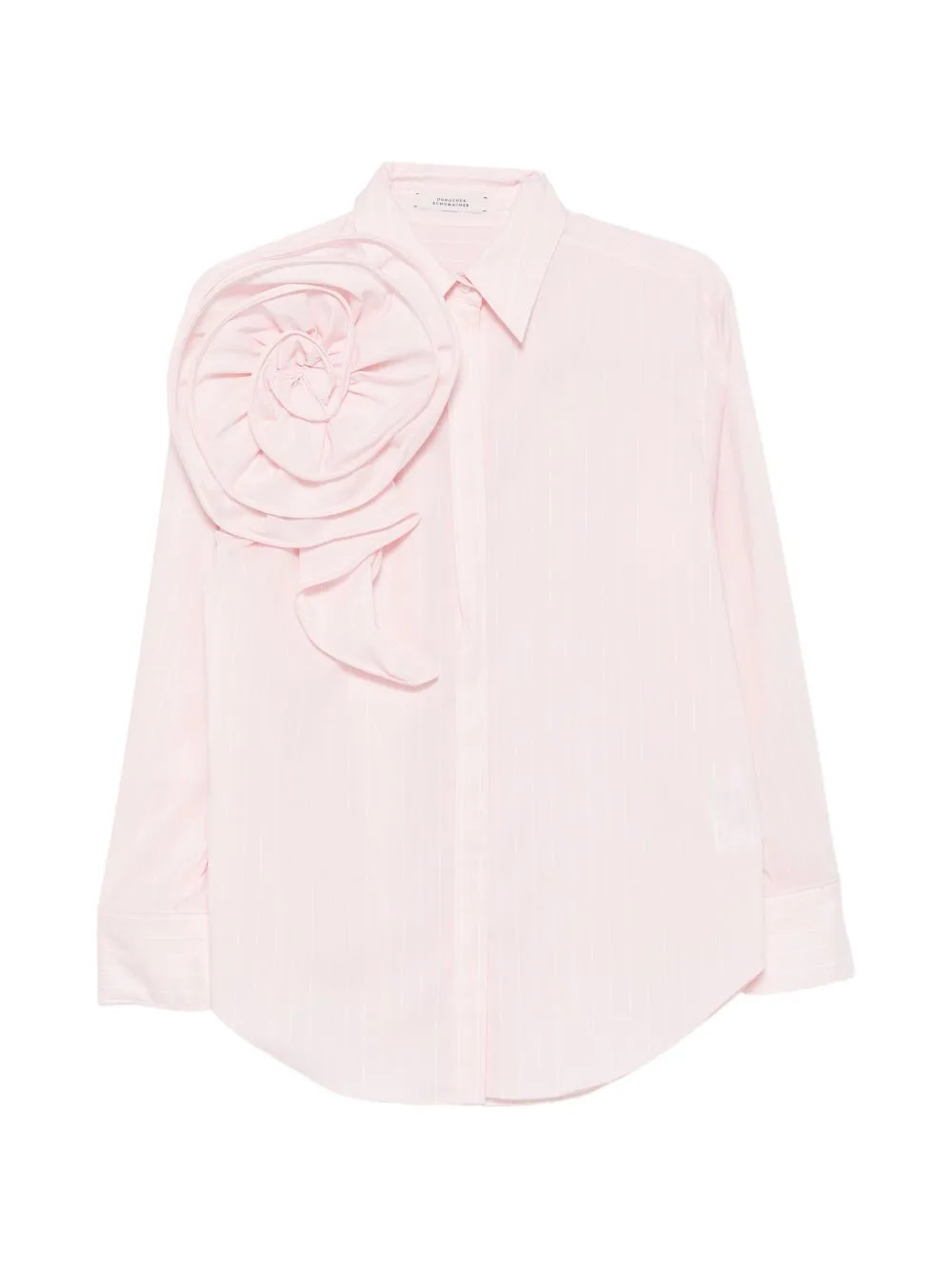 Floral-Appliqué Pinstripe Shirt