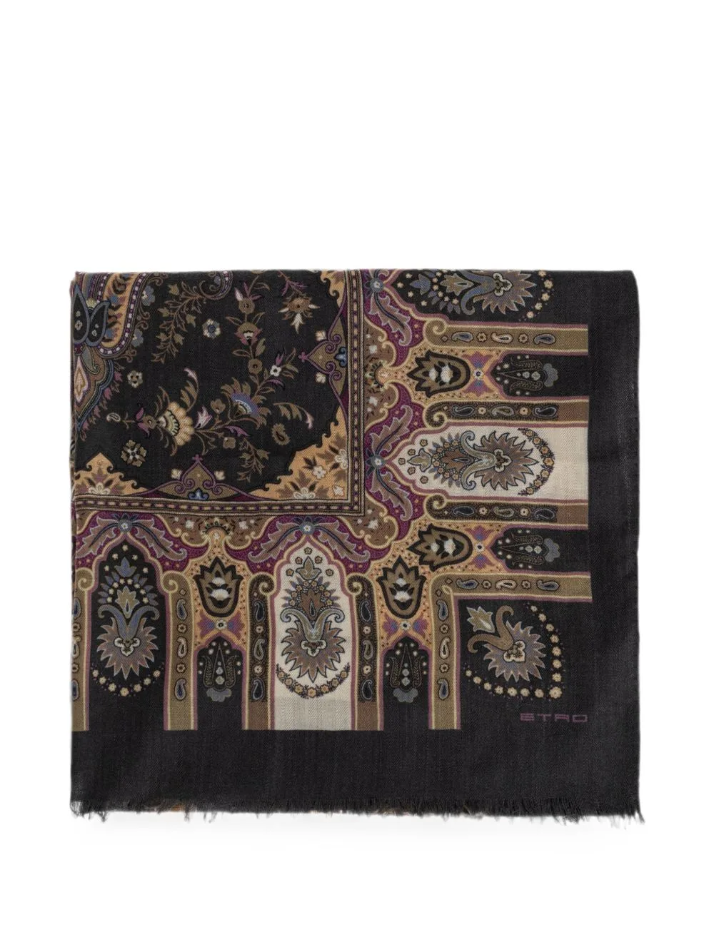 Paisley-Print Frayed Scarf