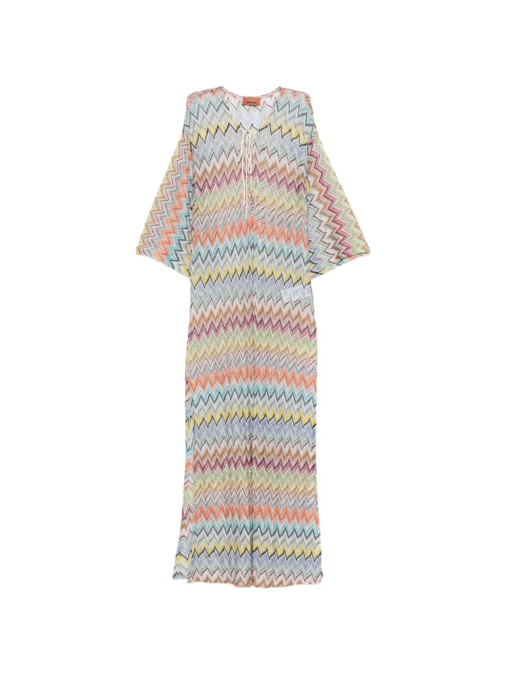 Zigzag-Knit Lace-Up Beach Cover-Up