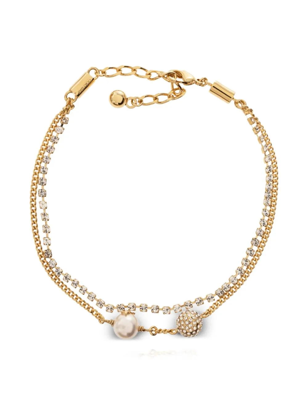 Crystal-Embellished Faux-Pearl Anklet