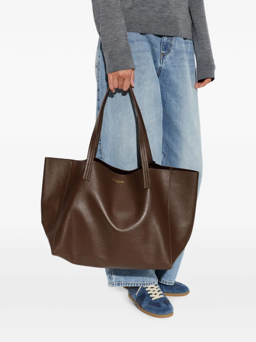Violet Pebbled Leather Tote Bag