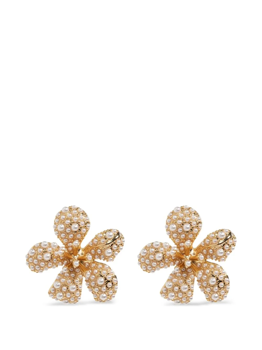 Floral-Motif Faux-Pearl Earrings