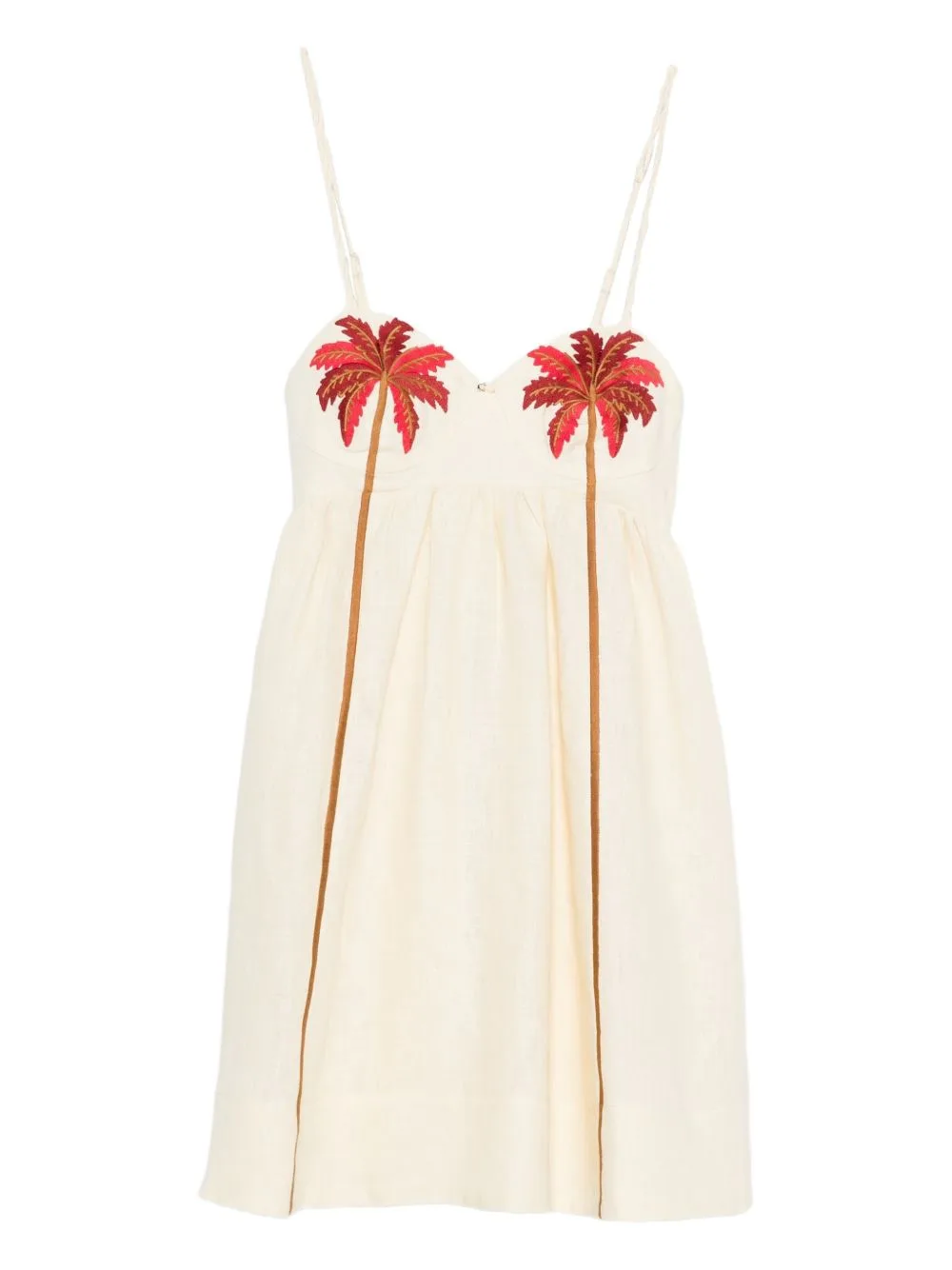 Palm Tree-Embroidered Mini Dress