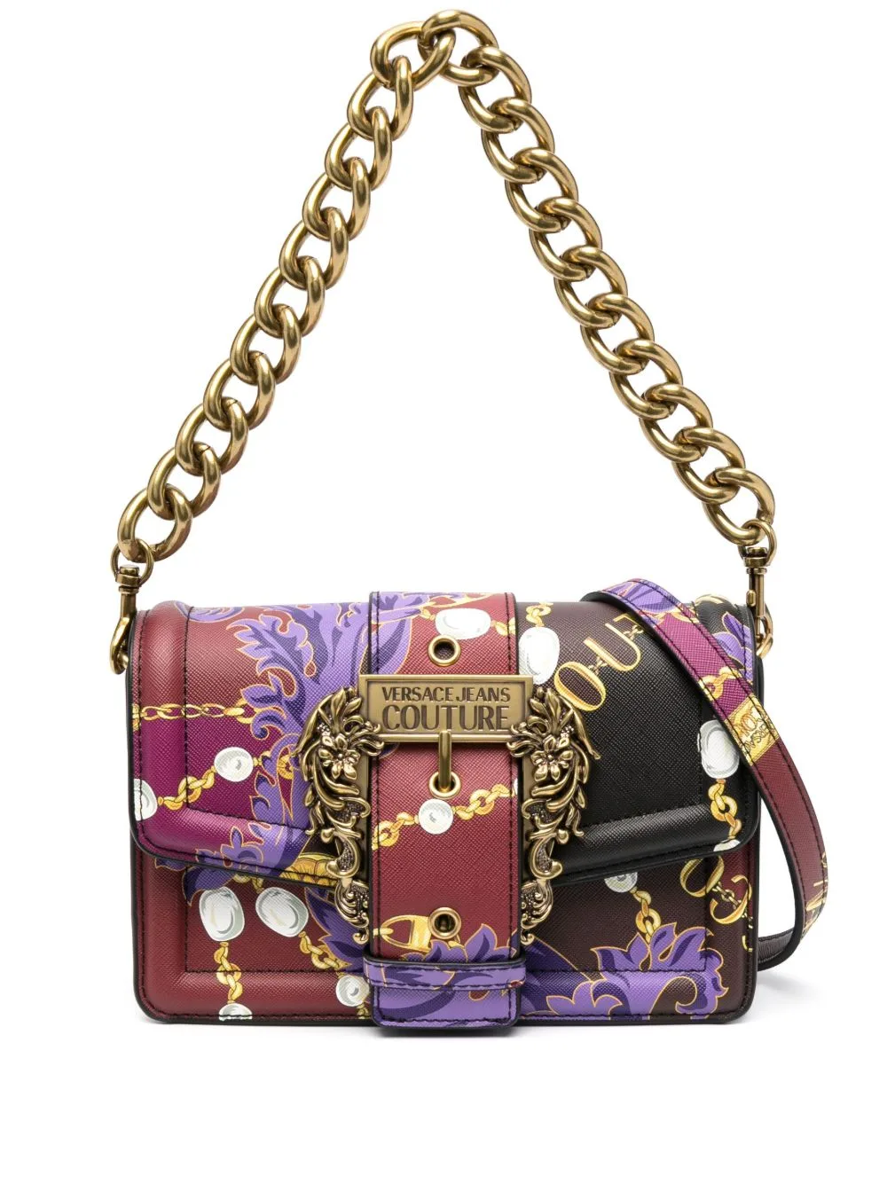 Chain Couture Faux-Leather Crossbody Bag