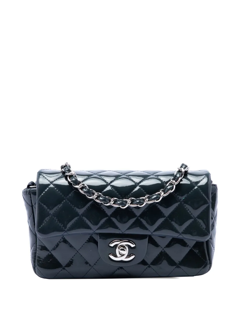 2014-2015 Mini Rectangular Classic Patent Single Flap Crossbody Bag