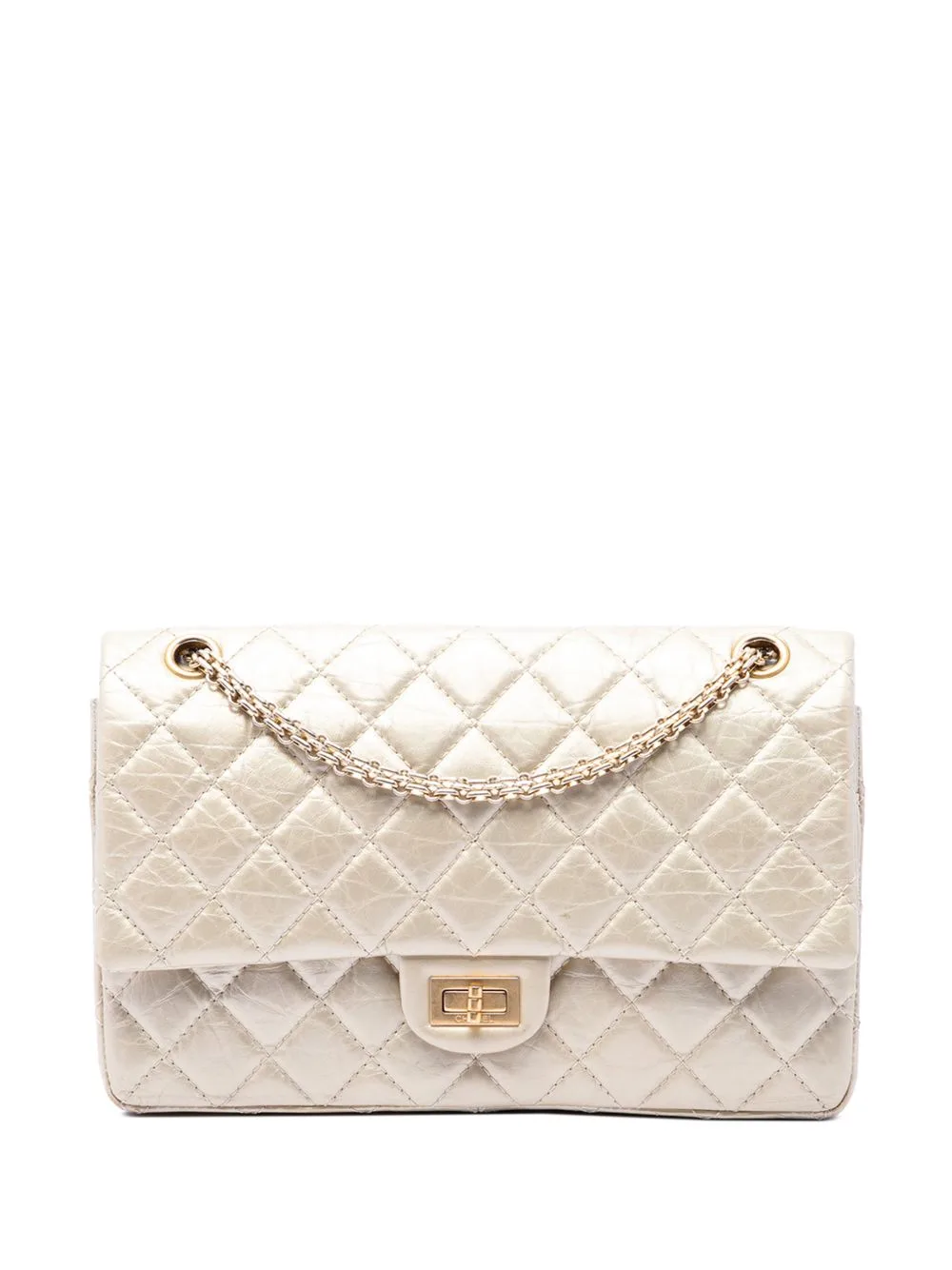 2011 Quilted Metallic Aged Calfskin Reissue 2.55 Double Flap 226 Shoulder Bag
