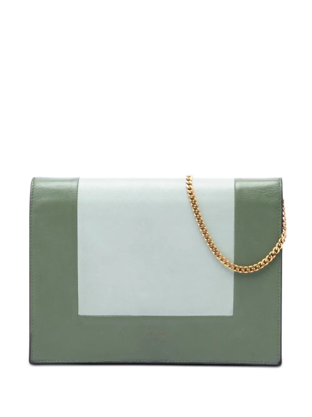 2017 Bicolor Leather Frame Wallet on Chain Crossbody Bag