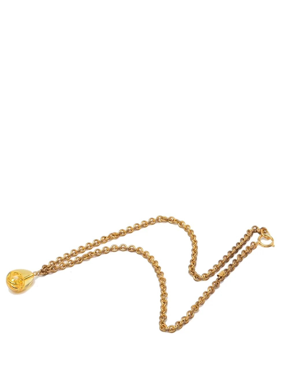 1970-1980 CC Gold Plated Resin Teardrop Pendant Necklace Costume Necklace