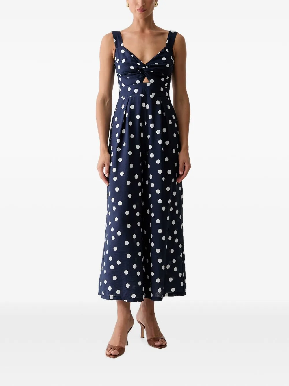 Polka-Dot Twist-Detail Jumpsuit