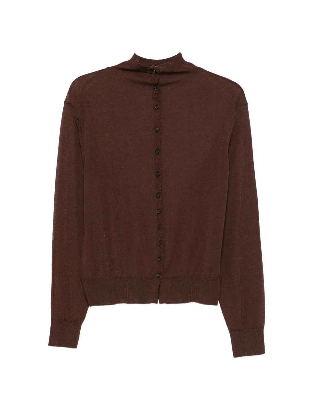 Button-Up Mock-Neck Cardigan
