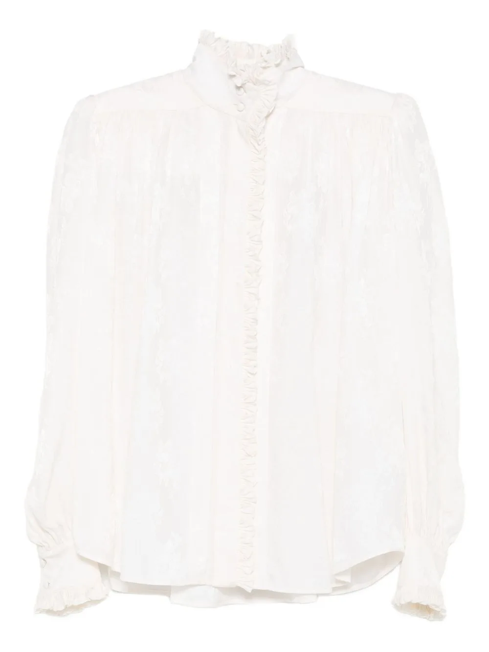 Ruffled Jacquard Blouse