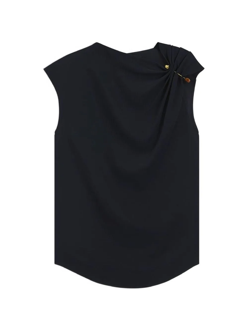 Draped-Detail Sleeveless Blouse