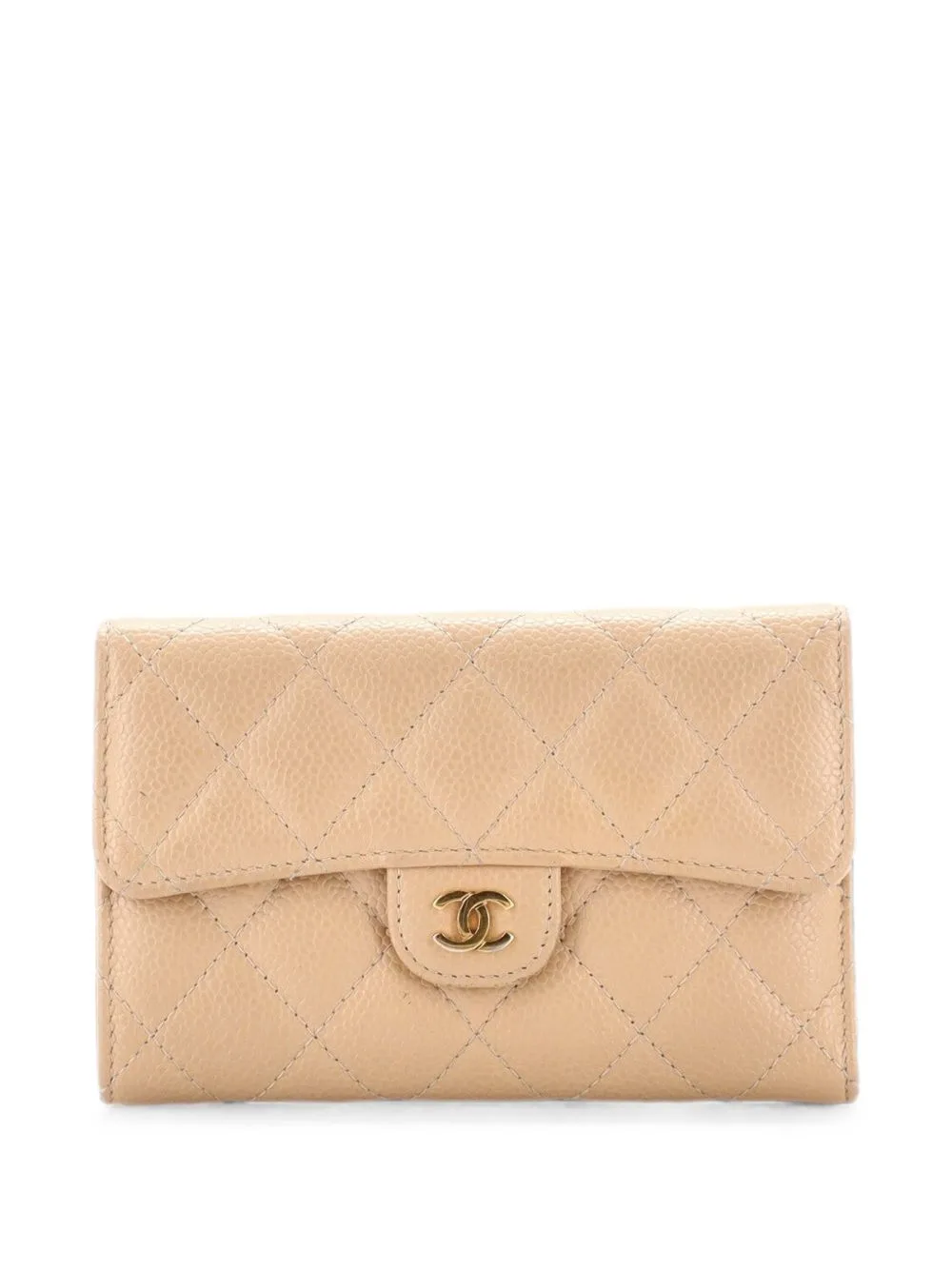 CC Gusset Classic Flap Wallet Quilted Caviar Medium Small Wallets