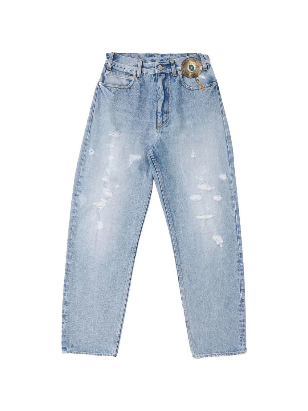 High-Waisted Five-Pocket Denim Wide-Leg Jeans