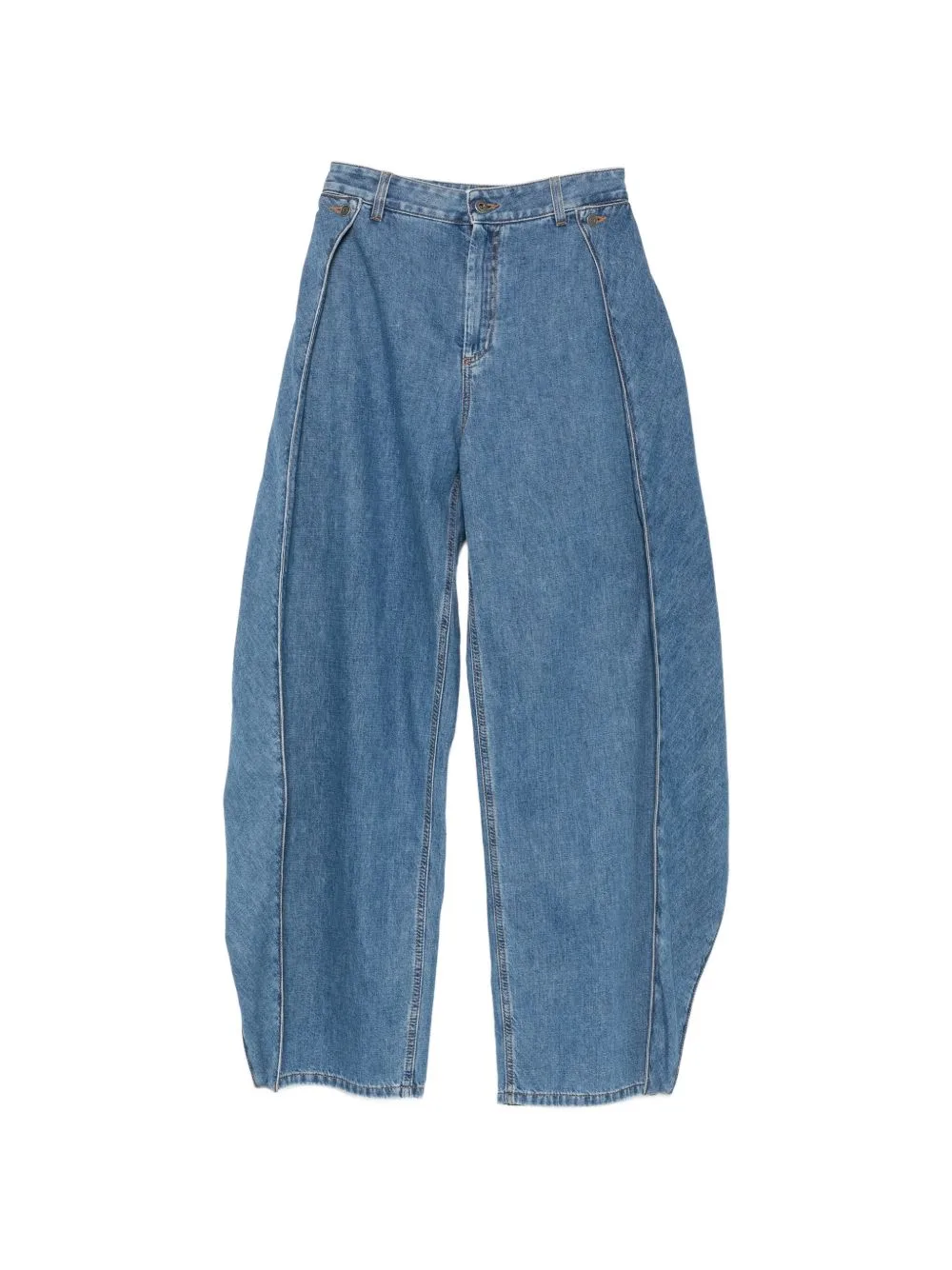 Contrast-Trimmed Wide-Leg Jeans