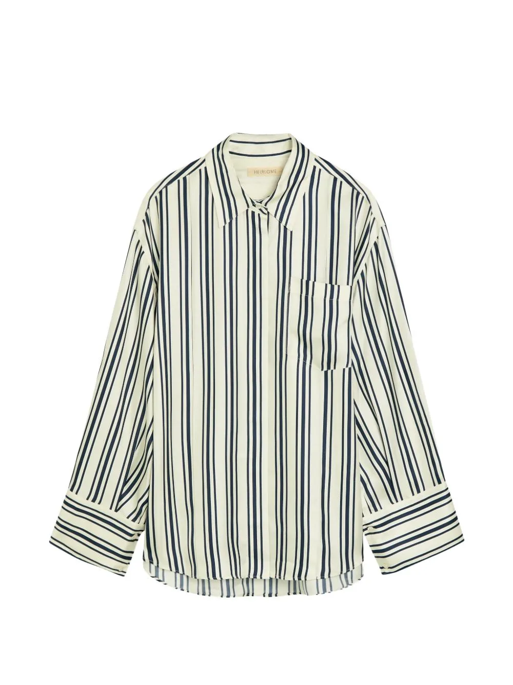 Vertical-Stripe Chest-Pocket Shirt