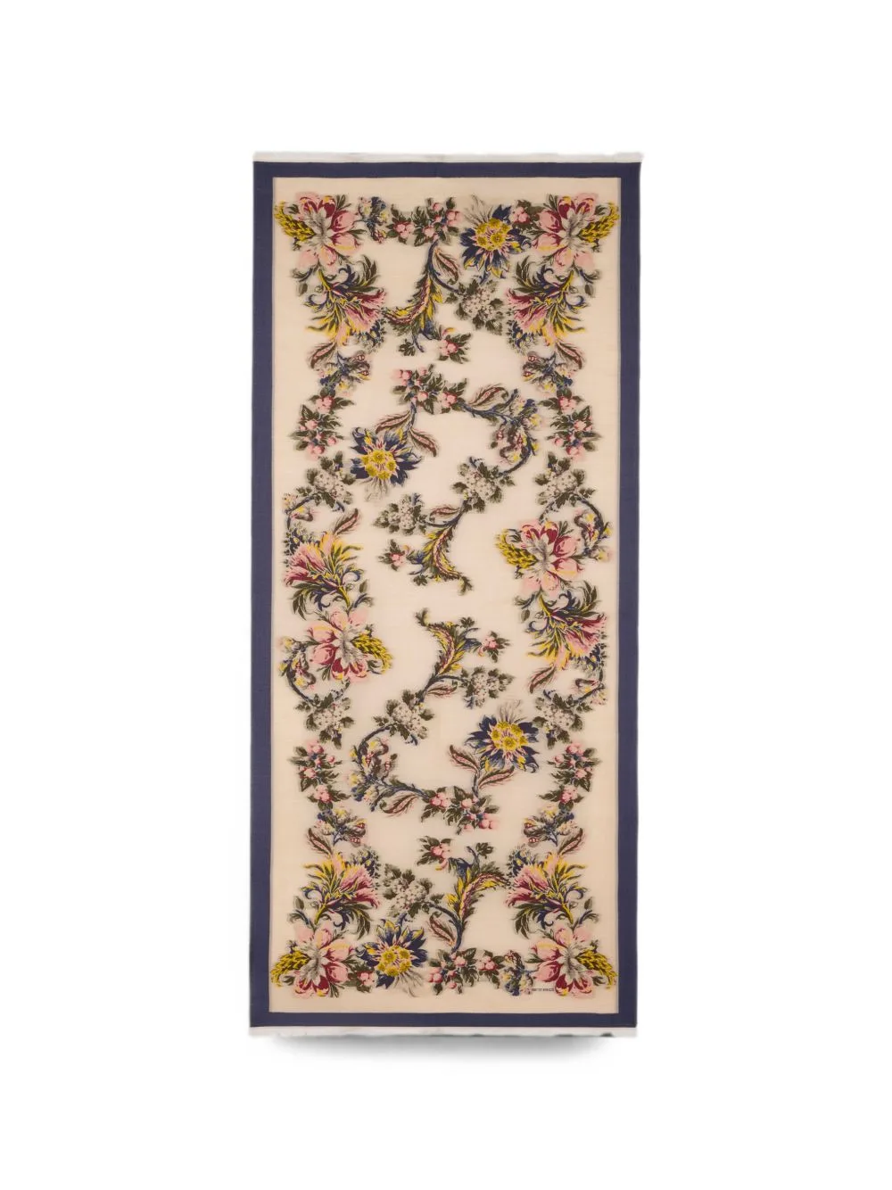 Wool-Blend Scarf with Fil Coupé Floral Pattern