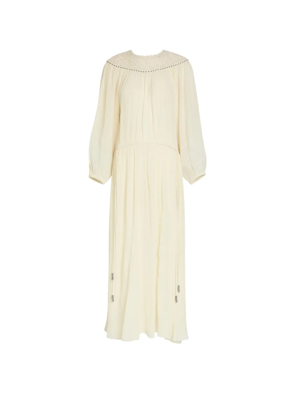 Midi Guipure Lace-Trim Dress