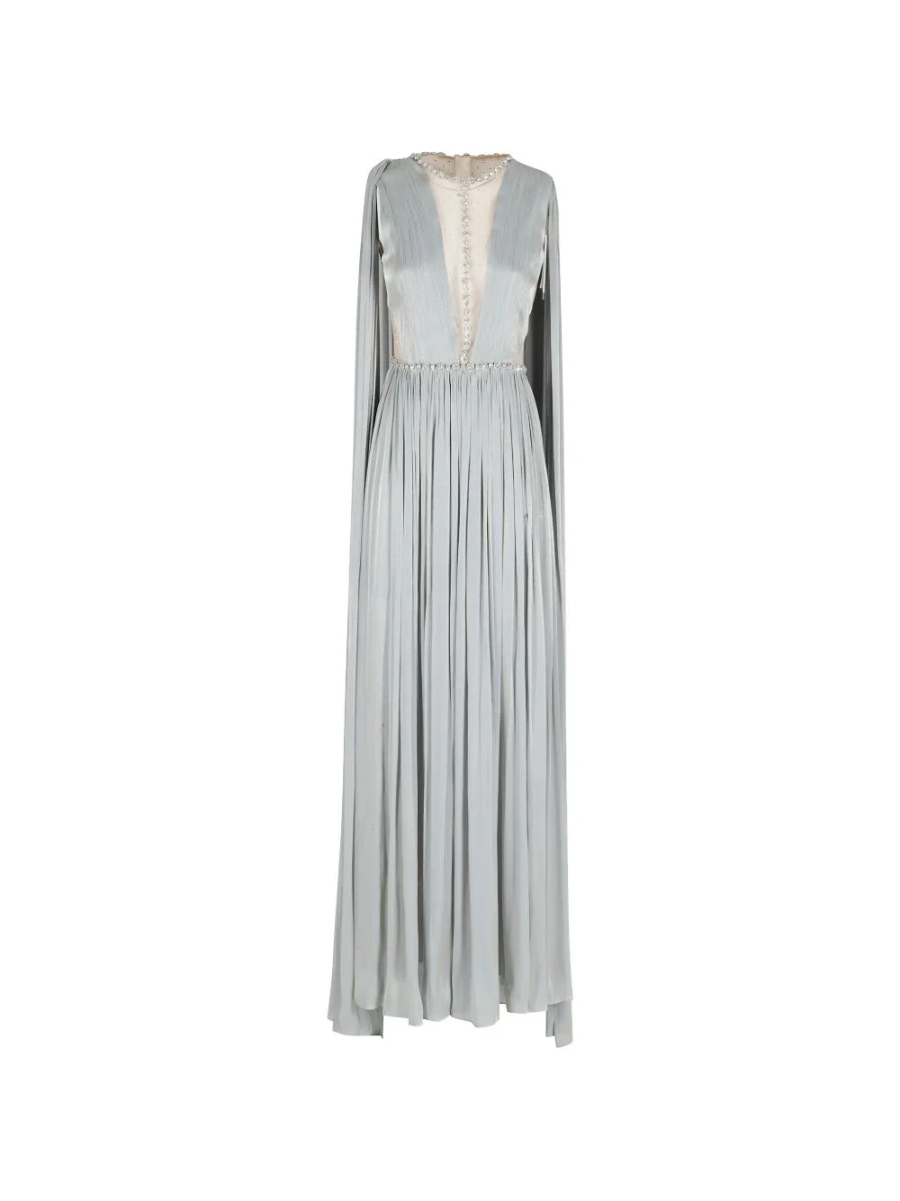 Embellished Pleated Maxi Dress