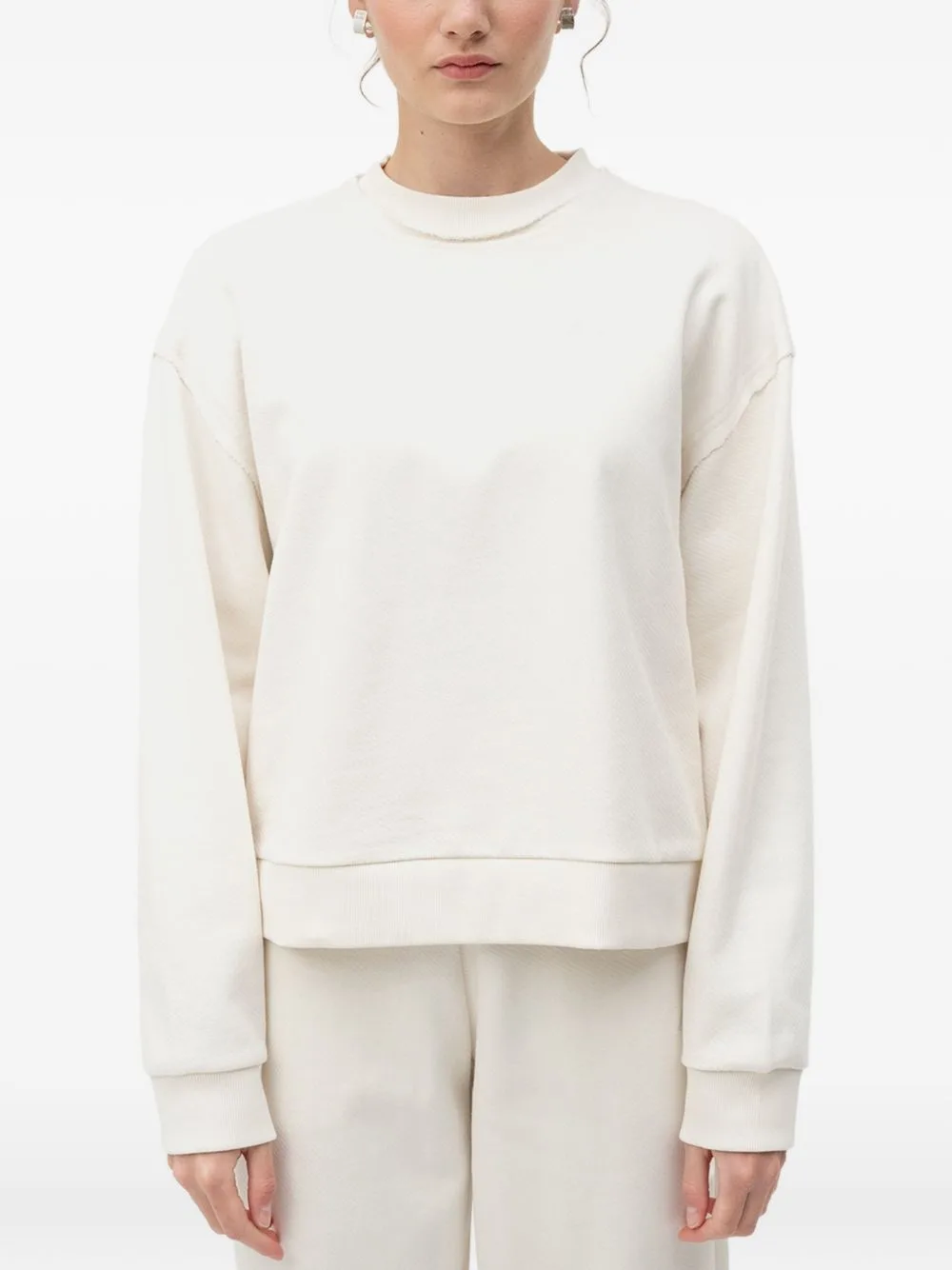 Raw-Edge Crew-Neck Sweater