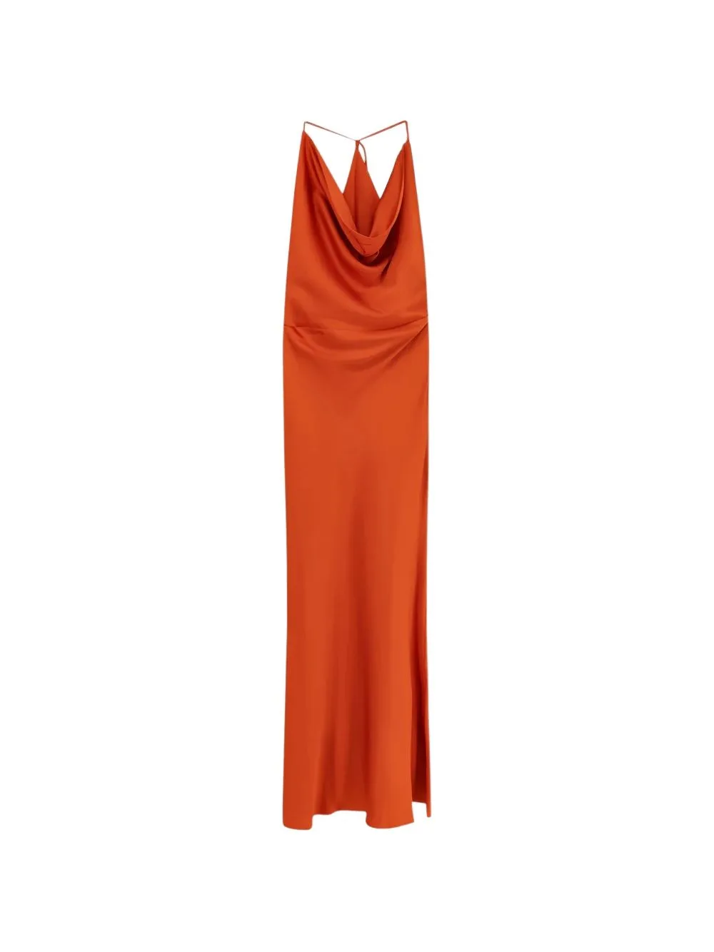 Cowl-Neck Ruched Maxi Dress