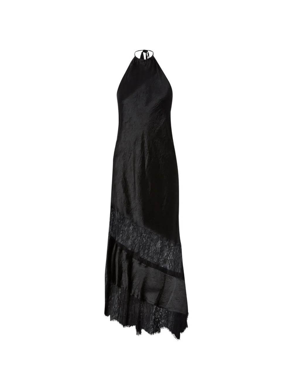 Lace-Panelled Halterneck Midi Dress