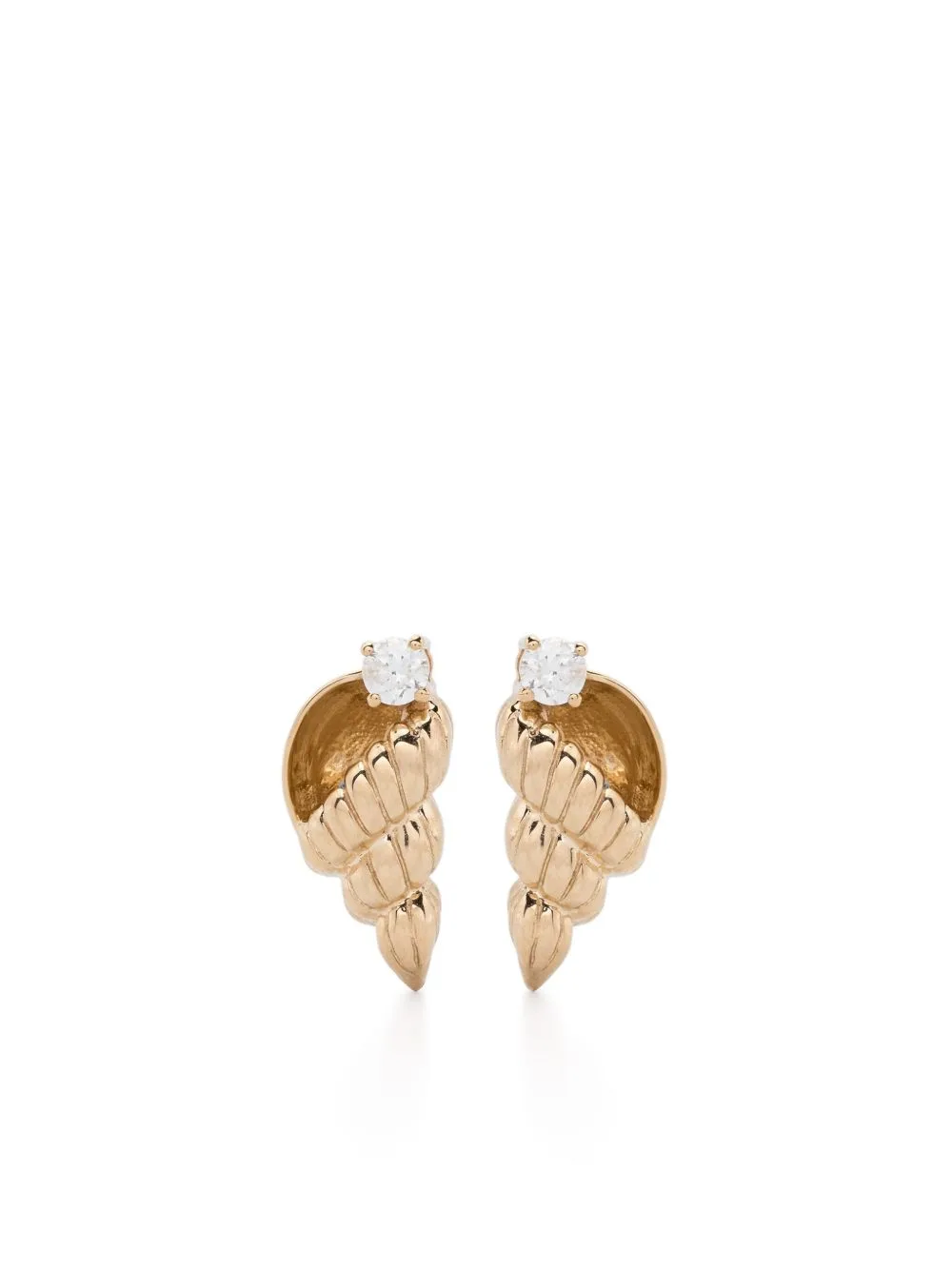 9kt Yellow Gold Paire De Puces Nautilus Diamond Earrings