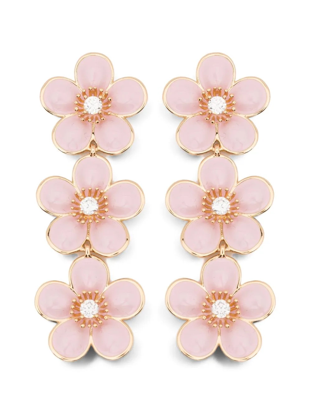 Enamel-Flower Tiered Earrings