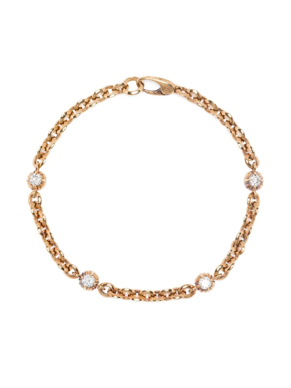 18kt Yellow Gold Fluted White Diamonds Bracelet
