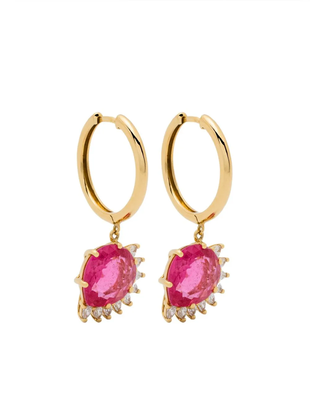 18kt Yellow Gold Sun N°2 Diamond and Tourmaline Single Earring