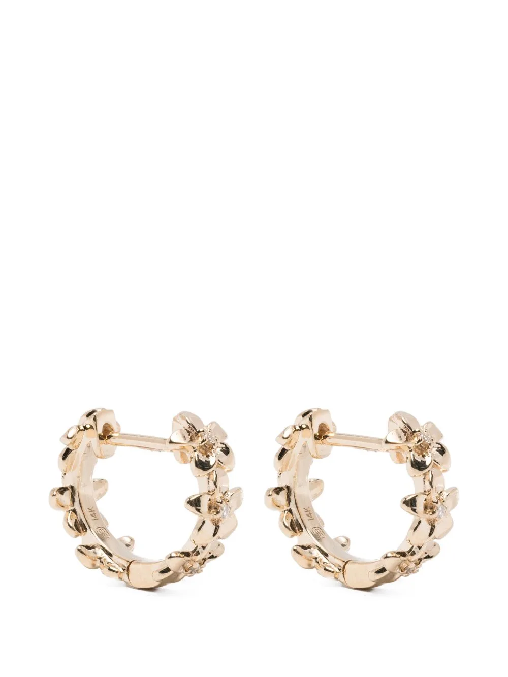 Tiny Plumeria Diamond Huggie Hoops