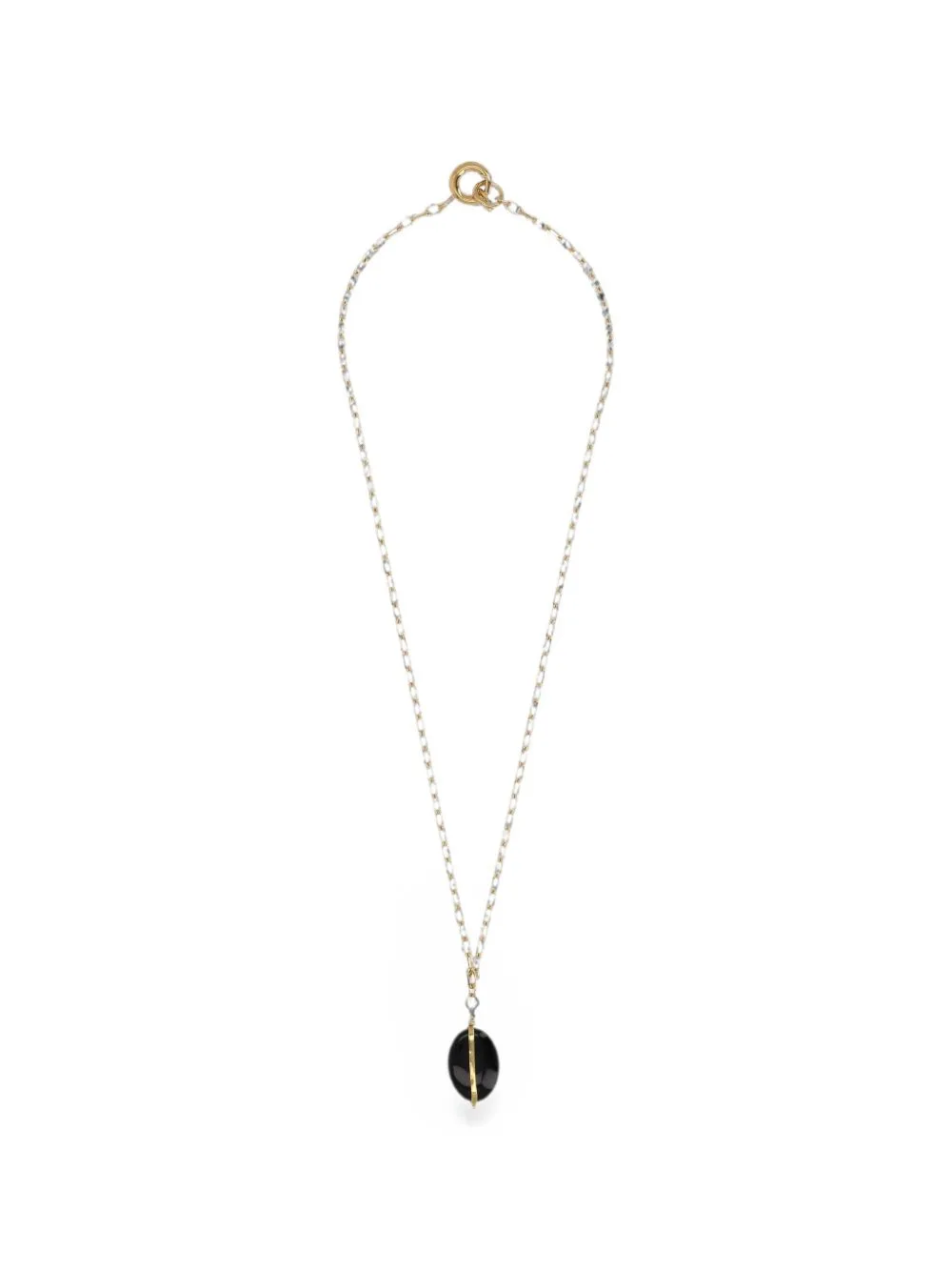 Stone-Pendant Cable-Link Necklace