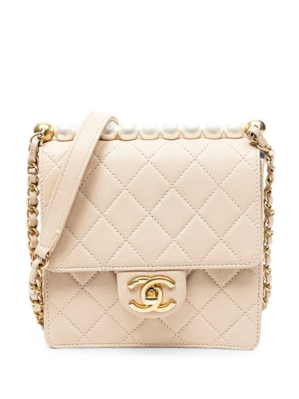 2019 Mini Chic Pearls Flap Quilted Crossbody Bag