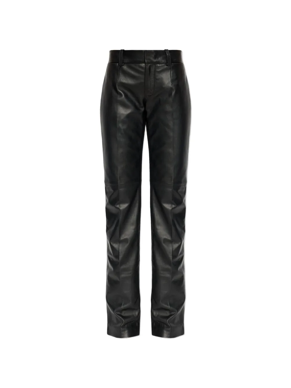 Wash Logo-Plaque Leather Trousers