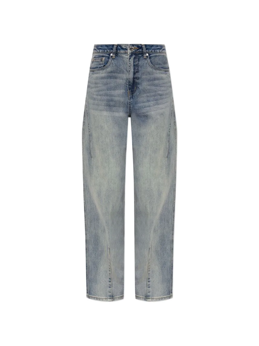 Slit-Detail Wide-Leg Jeans