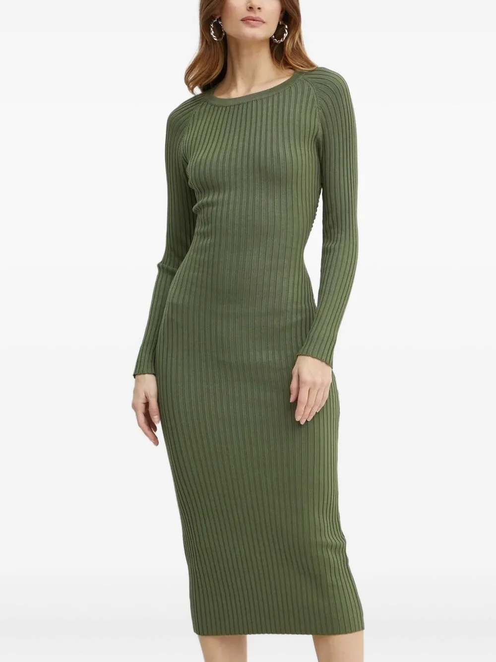 Ribbed Back-Detail Midi Dress