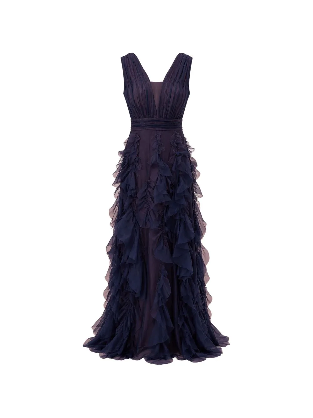 Ruffled Silk-Organza Maxi Dress