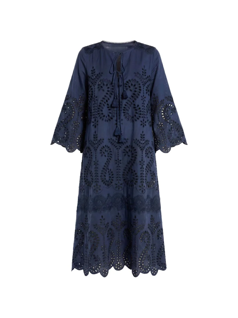 Norah Embroidered Eyelet Midi Dress
