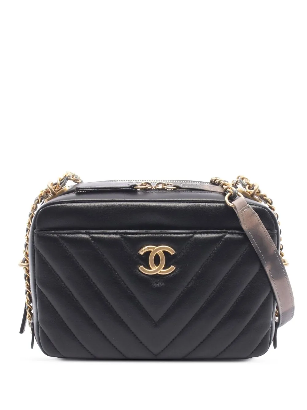 2018 CC Chevron Lambskin Camera Bag Crossbody Bag
