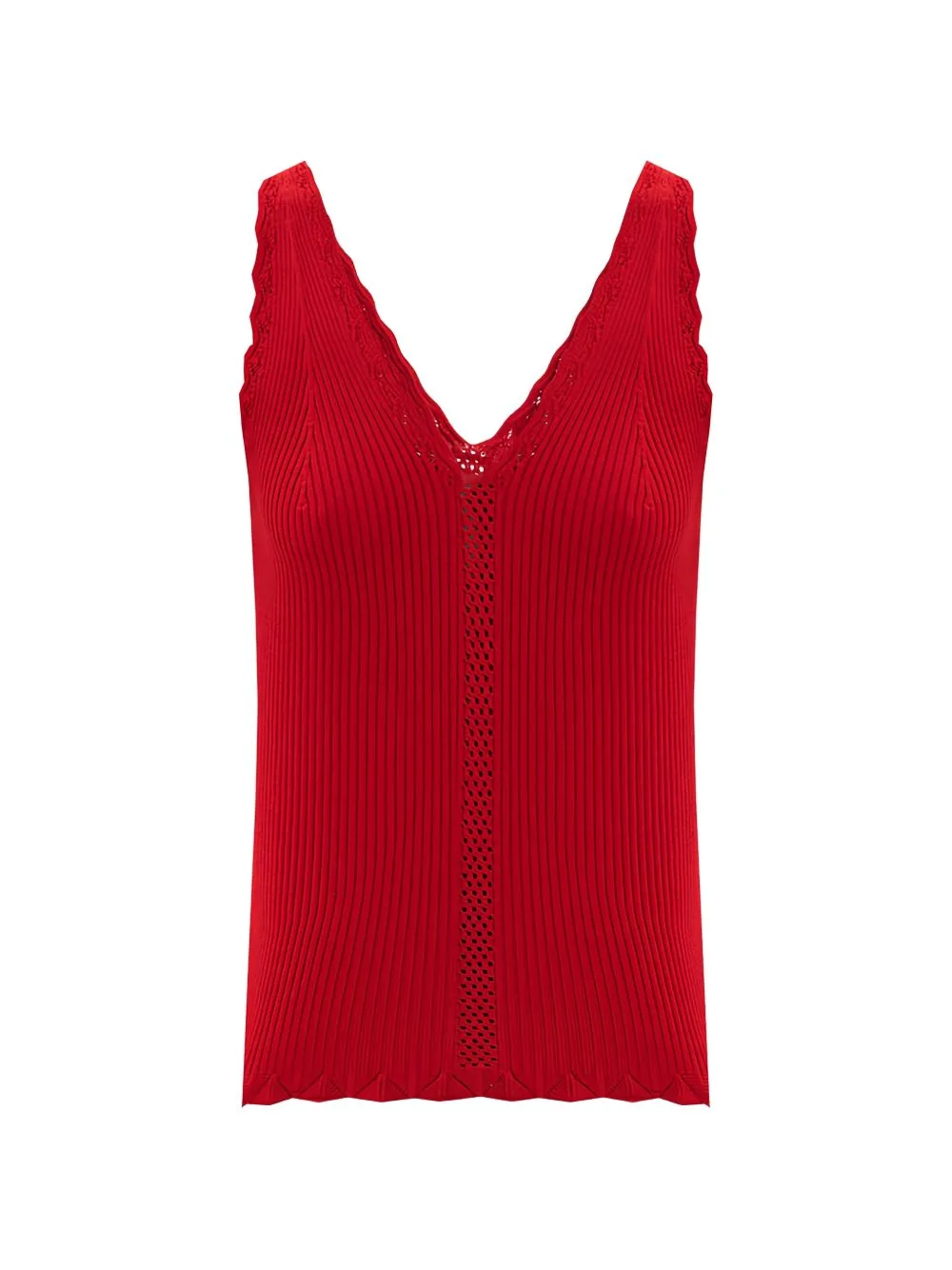Ribbed Open-Knit Top