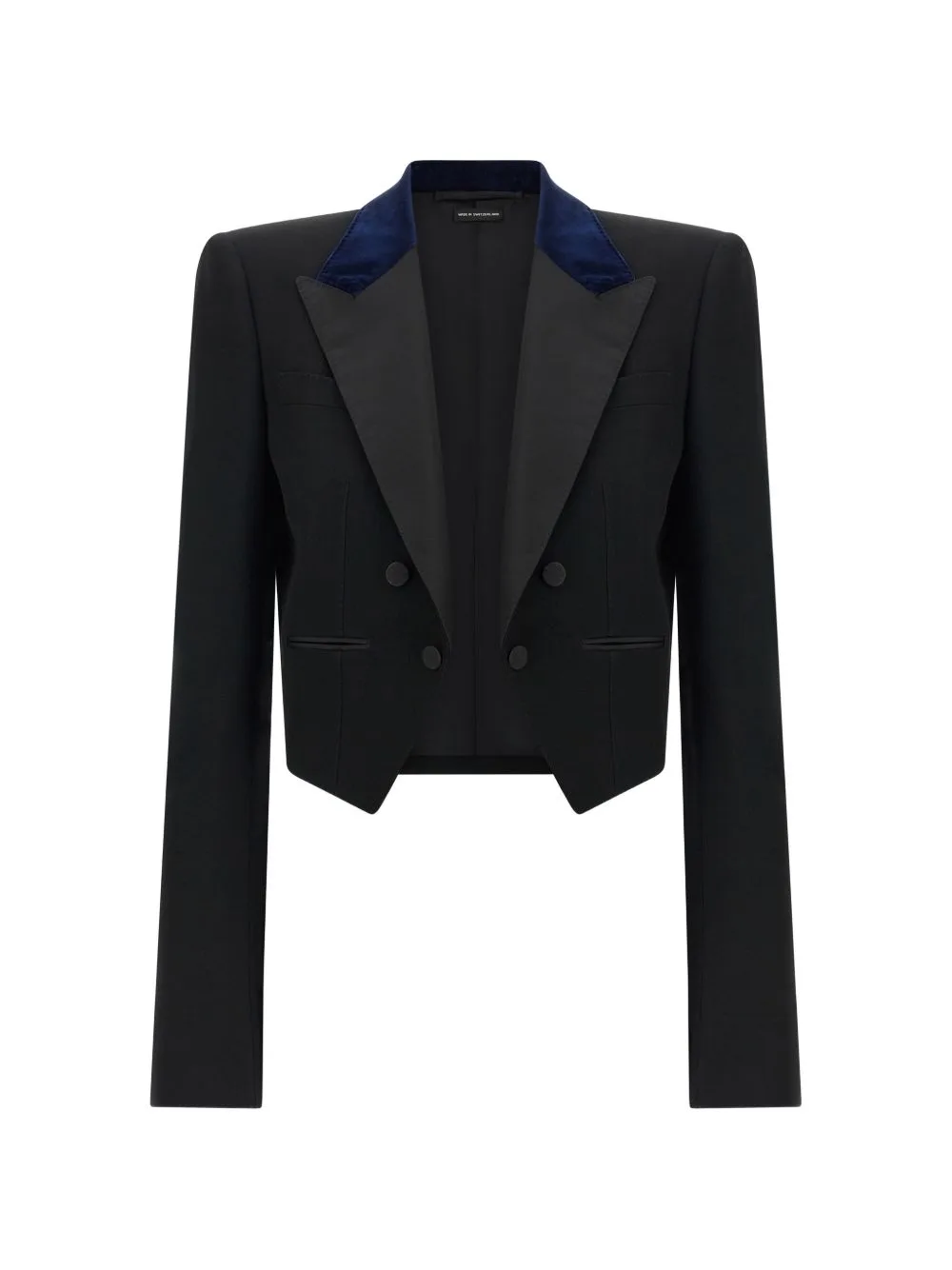 Satin-Lapel Cropped Blazer