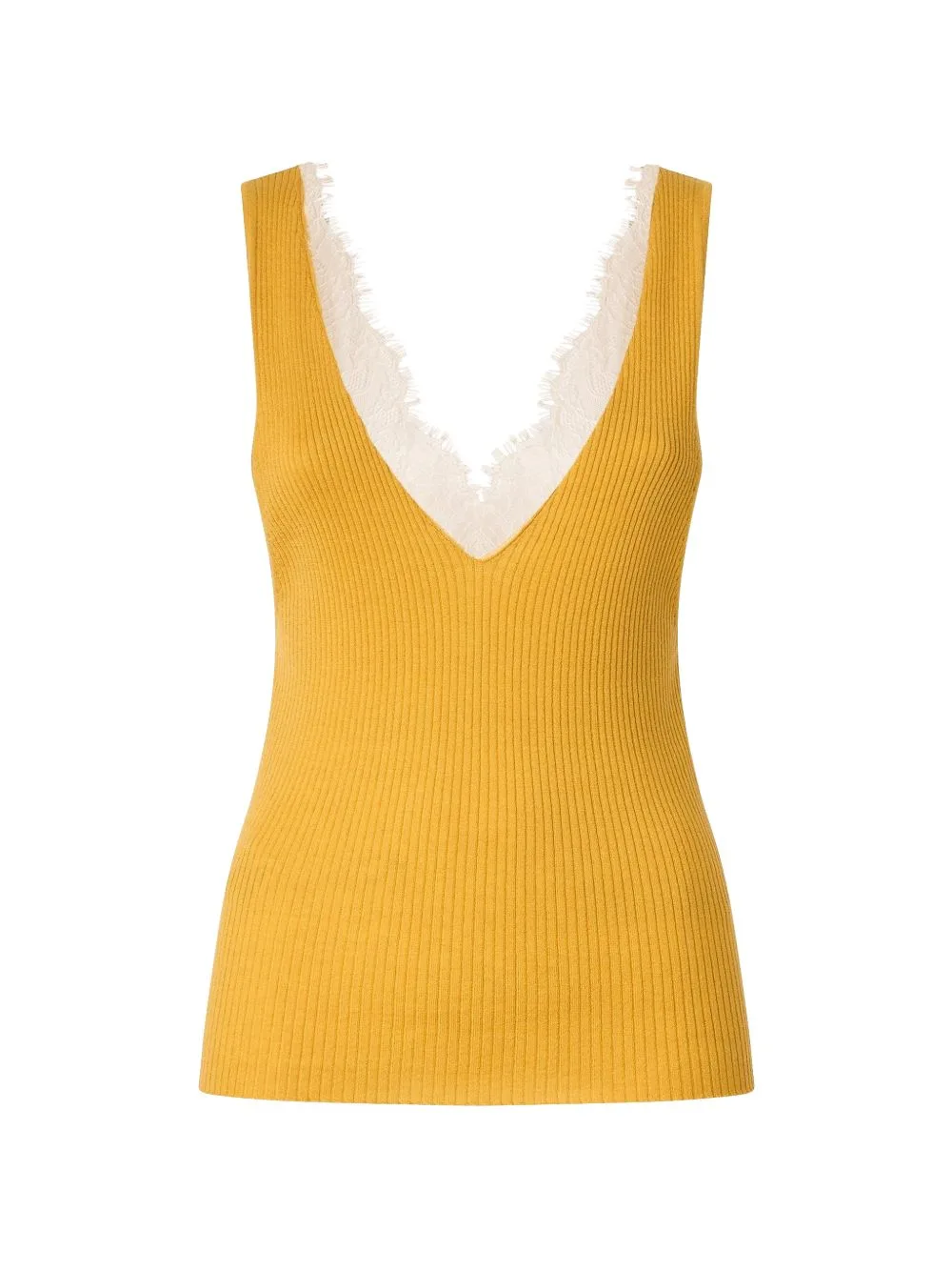 Lace-Trim Ribbed Top