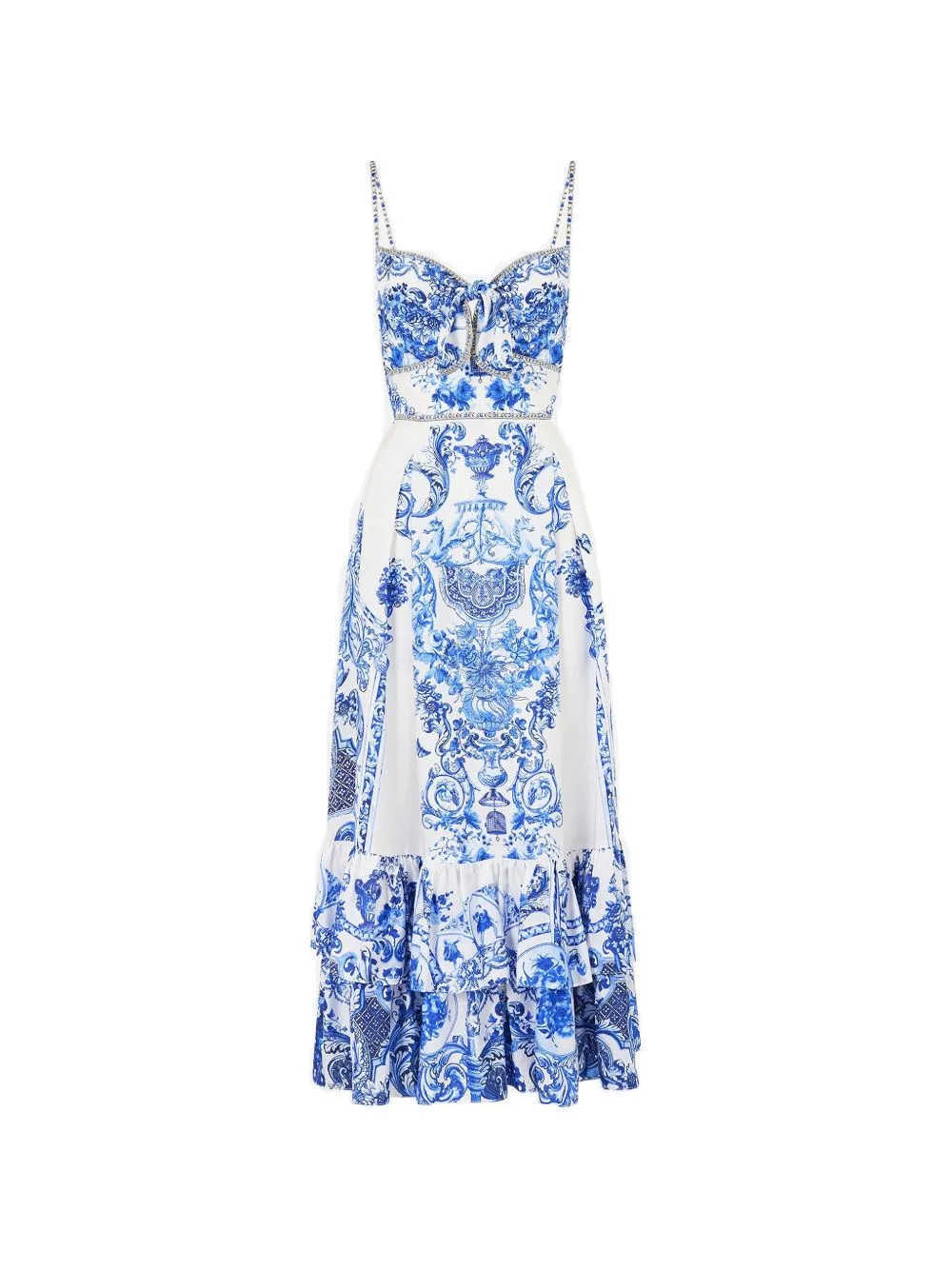 Ruffle-Hem Tie-Front Dress