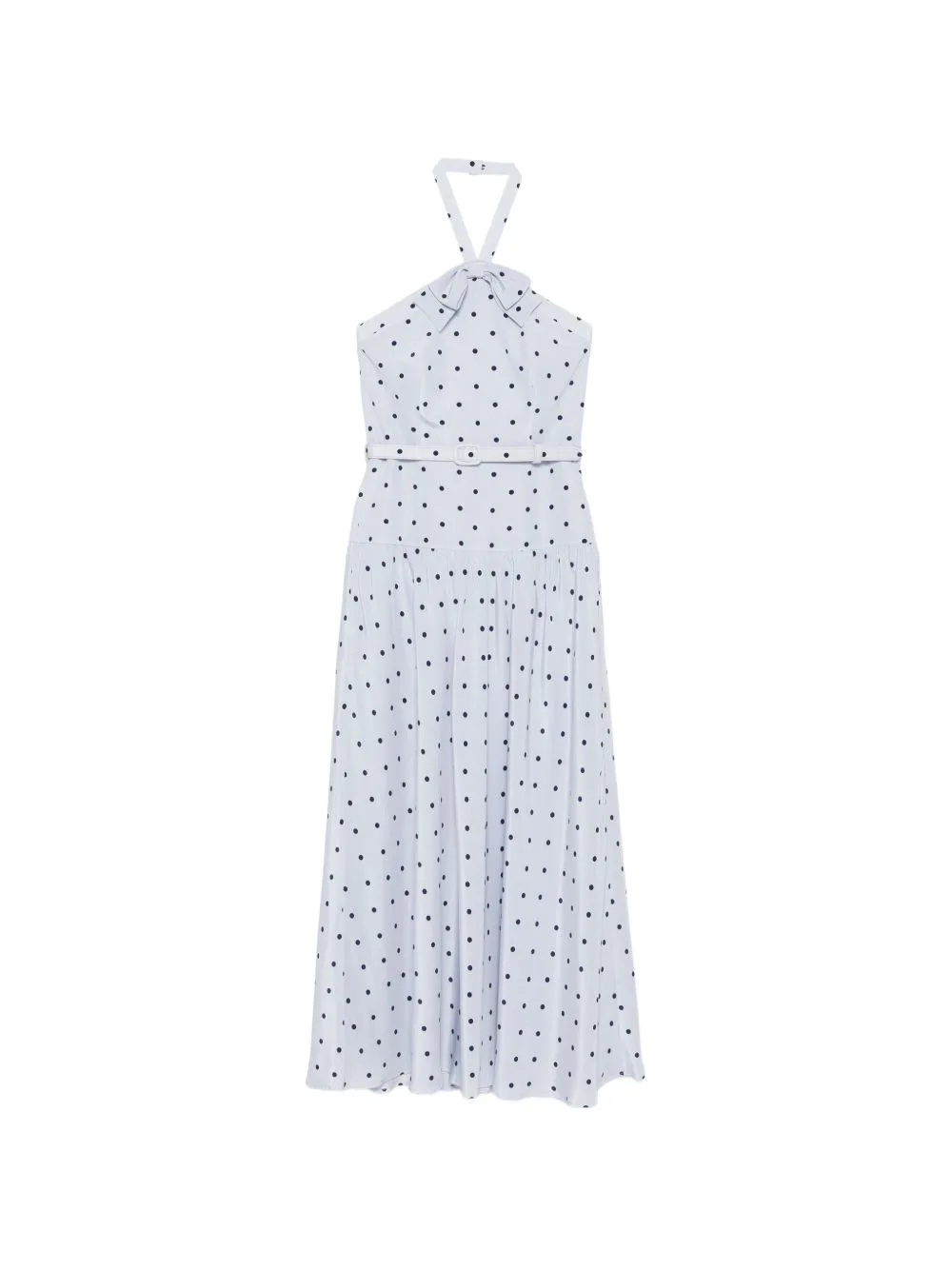 Polka-Dot Halter-Neck Midi Dress