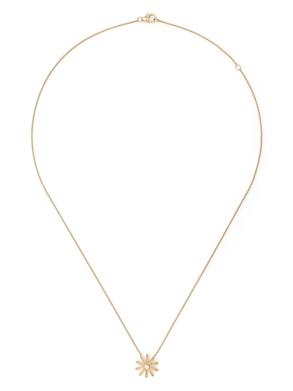 18kt Yellow Gold Tiny Sunflower Diamond Pendant Necklace