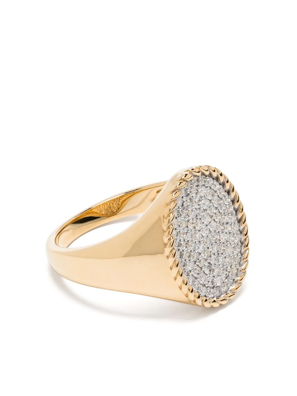 18kt Yellow Gold Chevalière Ovale Diamond Signet Ring